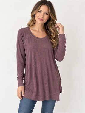 Athleta Mauve Scoop Neck Long Sleeve Tunic